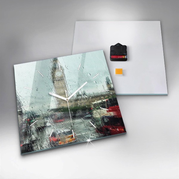 Szögletes fali üvegóra Esős London