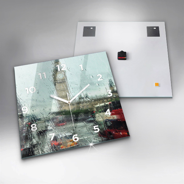 Szögletes fali üvegóra Esős London