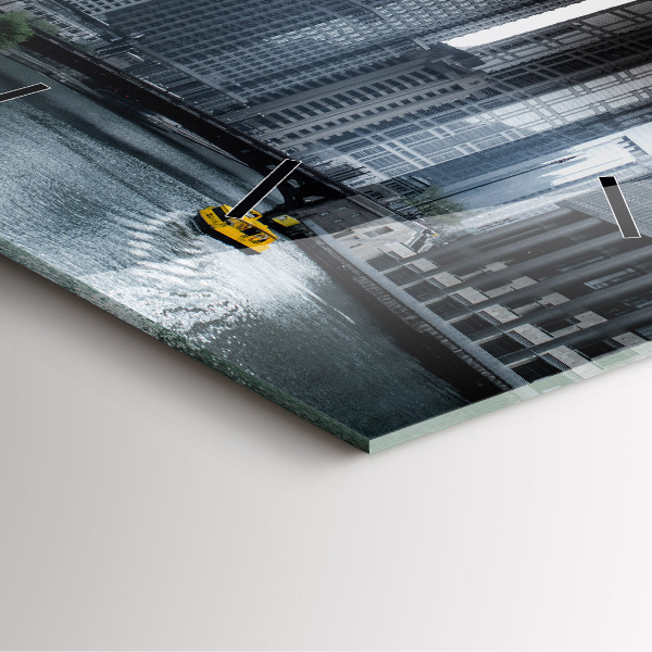 Szögletes fali üvegóra Városi panoráma