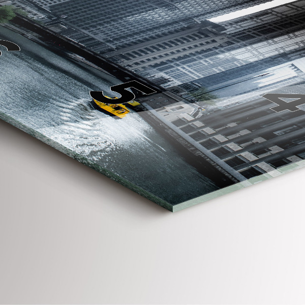 Szögletes fali üvegóra Városi panoráma