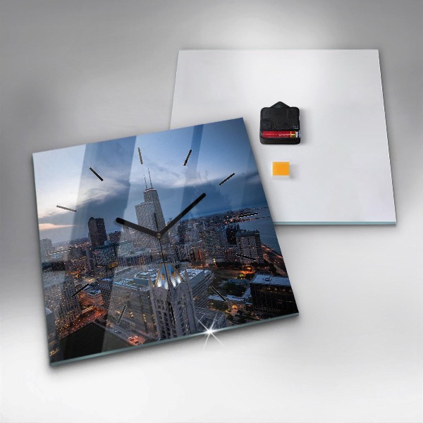 Szögletes fali üvegóra Fénykép Chicagoról