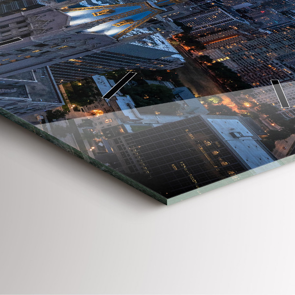 Szögletes fali üvegóra Fénykép Chicagoról