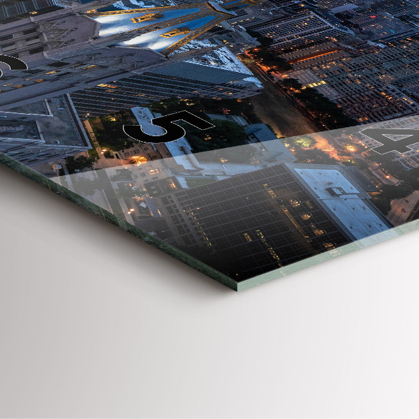 Szögletes fali üvegóra Fénykép Chicagoról