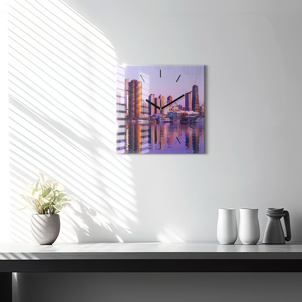 Szögletes fali üvegóra Kilátás az Egyesült Államok felhőkarcolóira