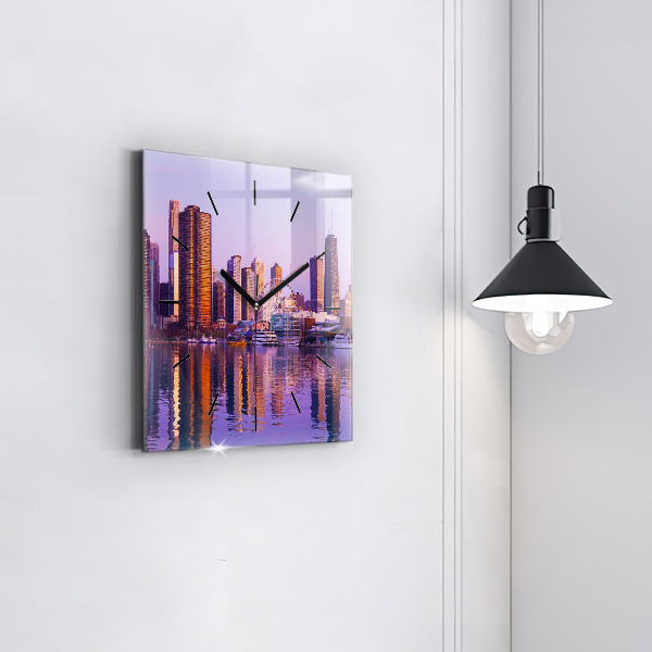 Szögletes fali üvegóra Kilátás az Egyesült Államok felhőkarcolóira