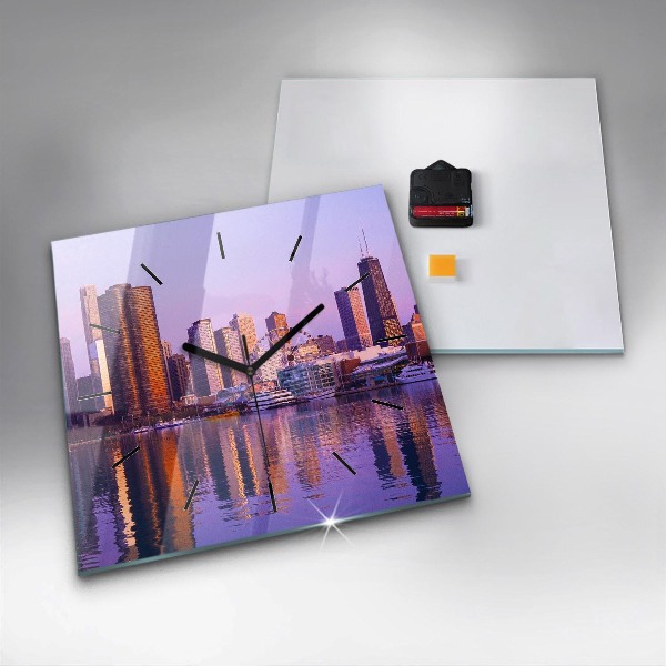 Szögletes fali üvegóra Kilátás az Egyesült Államok felhőkarcolóira