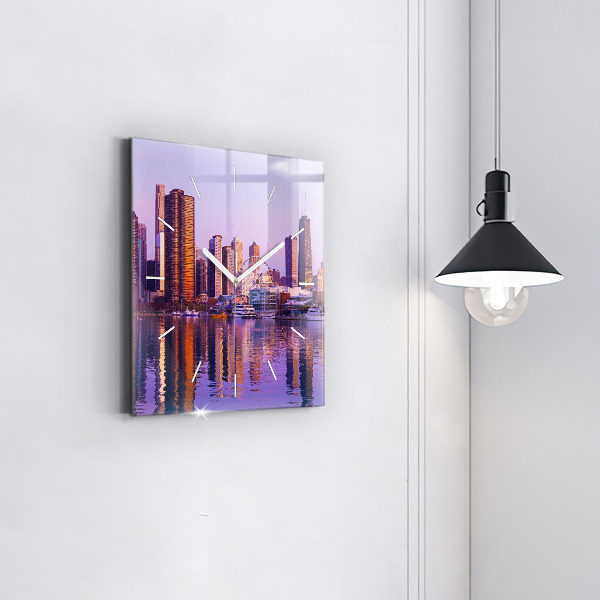 Szögletes fali üvegóra Kilátás az Egyesült Államok felhőkarcolóira