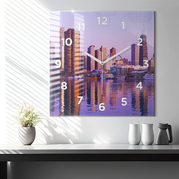 Szögletes fali üvegóra Kilátás az Egyesült Államok felhőkarcolóira
