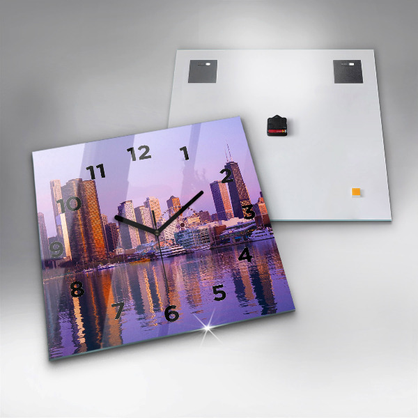 Szögletes fali üvegóra Kilátás az Egyesült Államok felhőkarcolóira