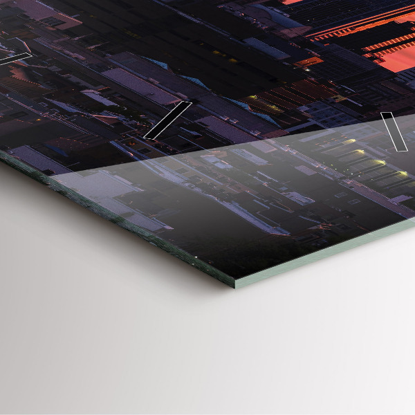 Szögletes fali üvegóra Philadelphia város látképe