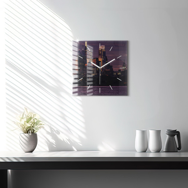 Szögletes fali üvegóra Philadelphia város látképe