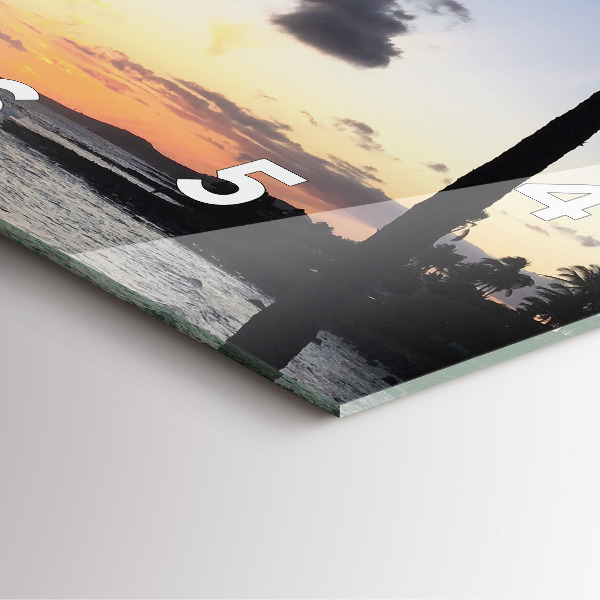 Szögletes fali üvegóra Pálmafa és napkelte