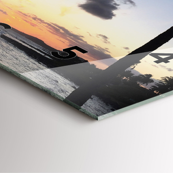 Szögletes fali üvegóra Pálmafa és napkelte