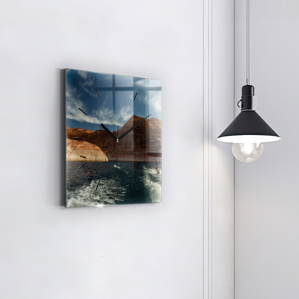 Szögletes fali üvegóra Személy vízisí