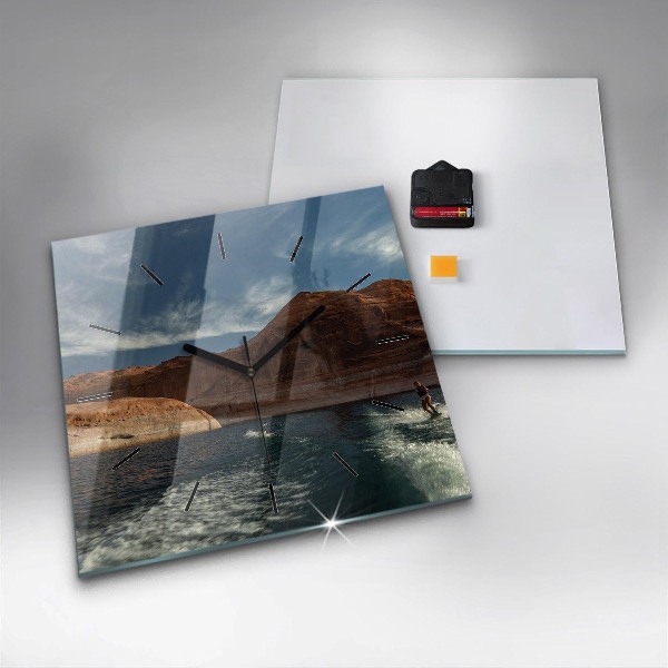 Szögletes fali üvegóra Személy vízisí