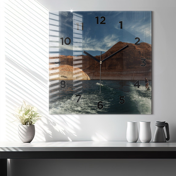 Szögletes fali üvegóra Személy vízisí