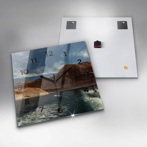 Szögletes fali üvegóra Személy vízisí