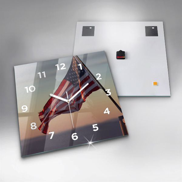 Szögletes fali üvegóra USA zászló lobog