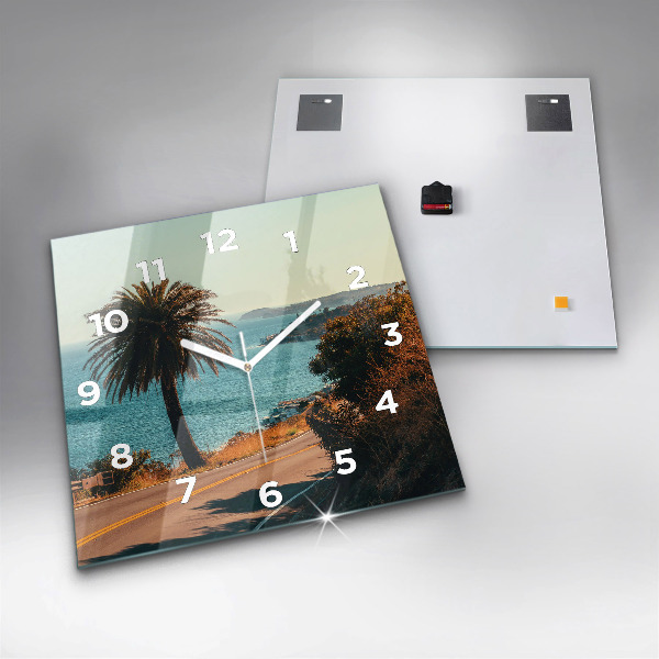 Szögletes fali üvegóra Pálmafák Malibuban
