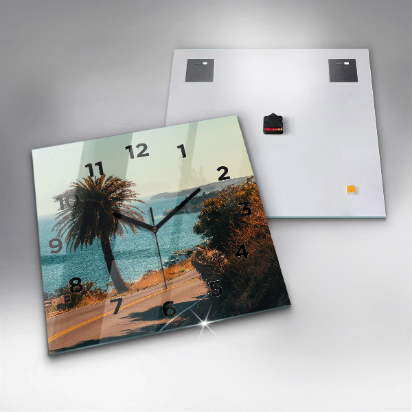 Szögletes fali üvegóra Pálmafák Malibuban