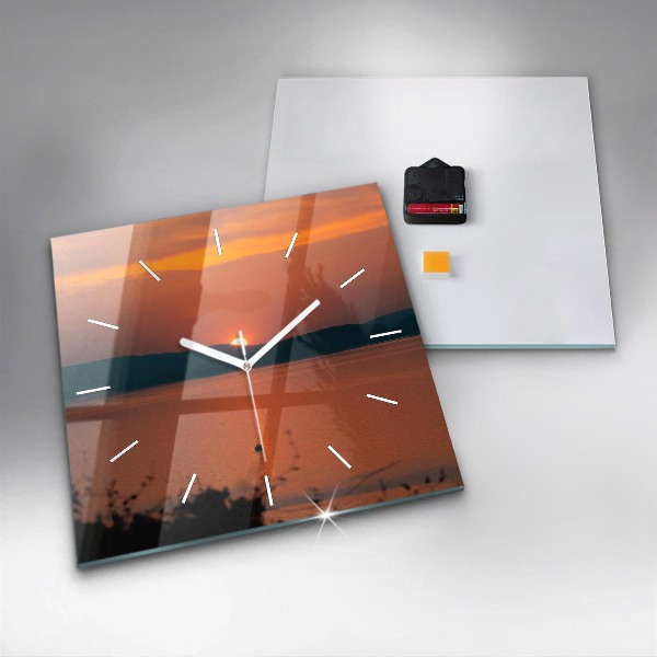 Szögletes fali üvegóra Este a Balaton