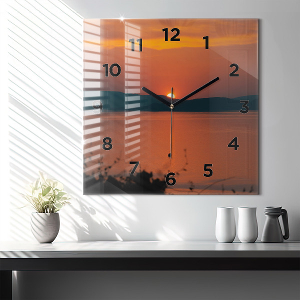 Szögletes fali üvegóra Este a Balaton