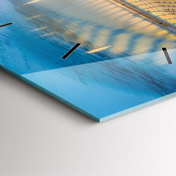 Szögletes fali üvegóra Városi naplemente