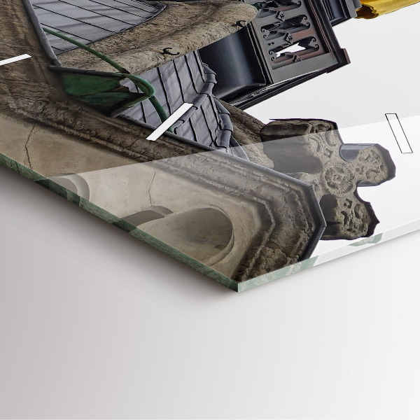 Szögletes fali üvegóra Szűz Mária szobra Lyonban