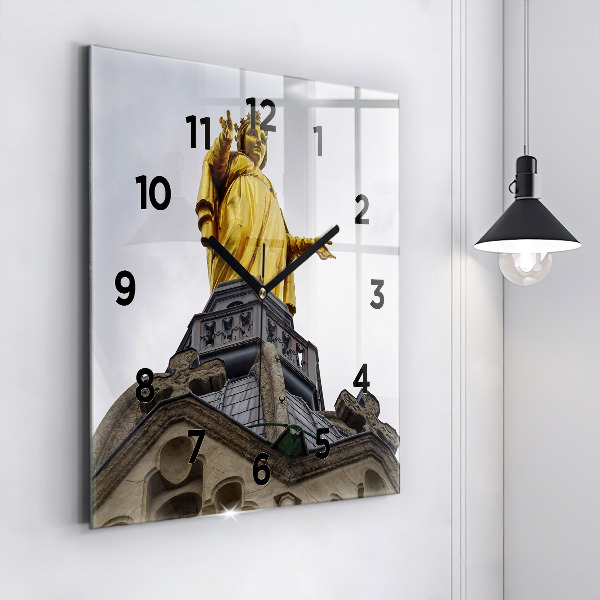 Szögletes fali üvegóra Szűz Mária szobra Lyonban