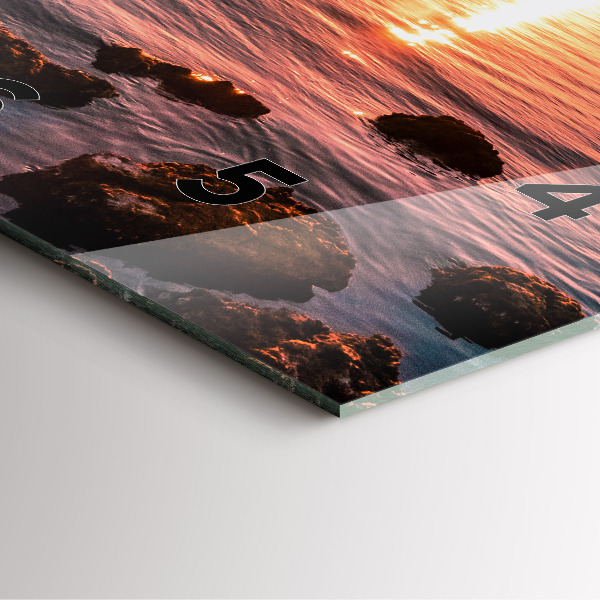 Szögletes fali üvegóra Sziklák naplementekor