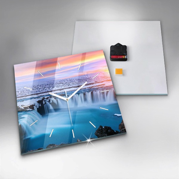 Szögletes fali üvegóra Godafoss vízesés Izlandon