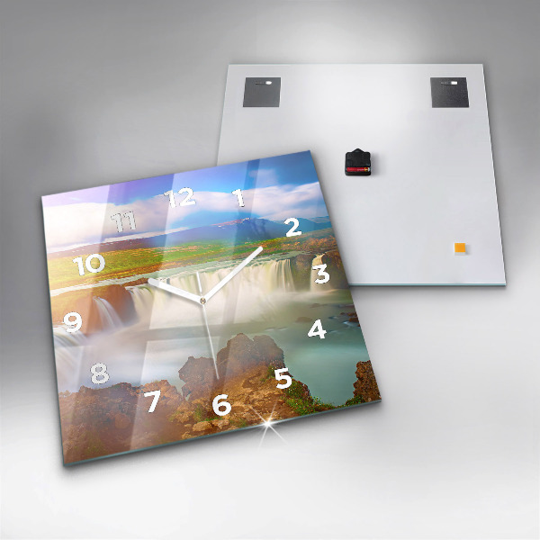 Szögletes fali üvegóra Godafoss Izlandon