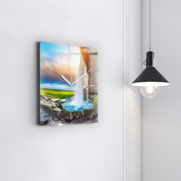 Szögletes fali üvegóra Vízesés Izlandon