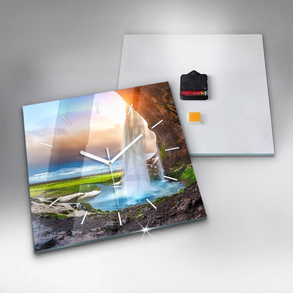 Szögletes fali üvegóra Vízesés Izlandon