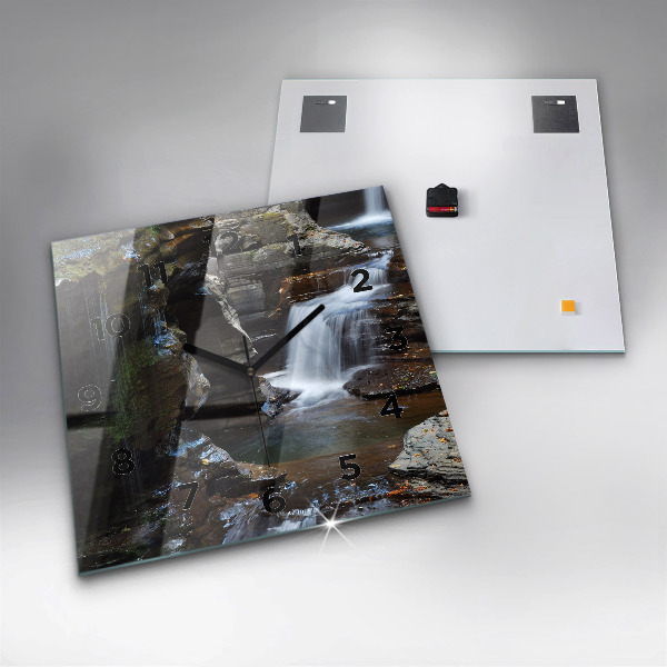 Szögletes fali üvegóra Vízesés és Izland sziklái