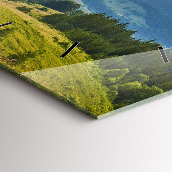 Szögletes fali üvegóra Táj erdőkkel