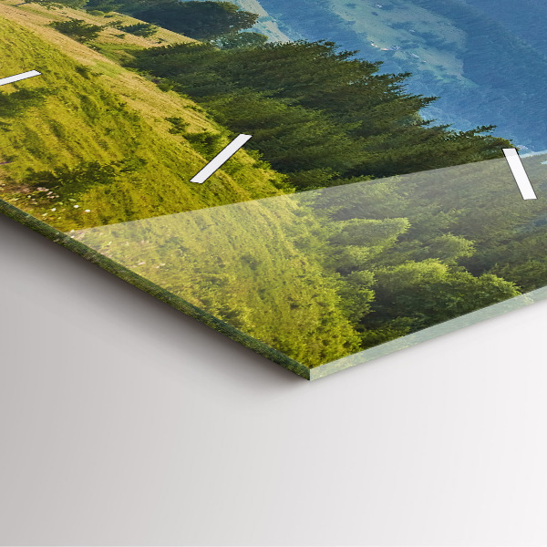 Szögletes fali üvegóra Táj erdőkkel