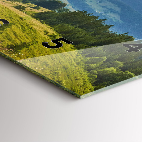 Szögletes fali üvegóra Táj erdőkkel