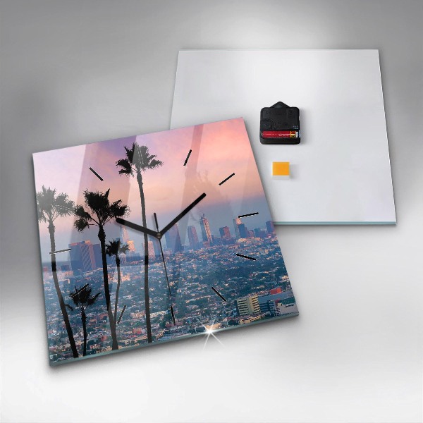 Szögletes fali üvegóra Los Angeles-i naplemente