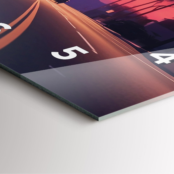 Szögletes fali üvegóra Naplemente LA-ban