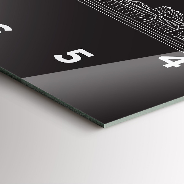 Szögletes fali üvegóra Ostrava város rajza