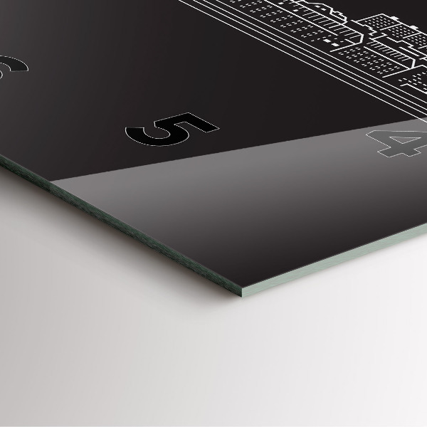 Szögletes fali üvegóra Ostrava város rajza