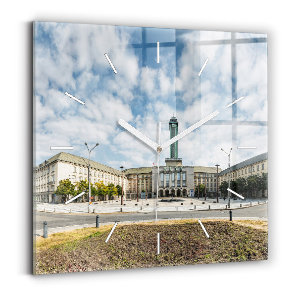 Szögletes fali üvegóra Panoráma Ostrava városára