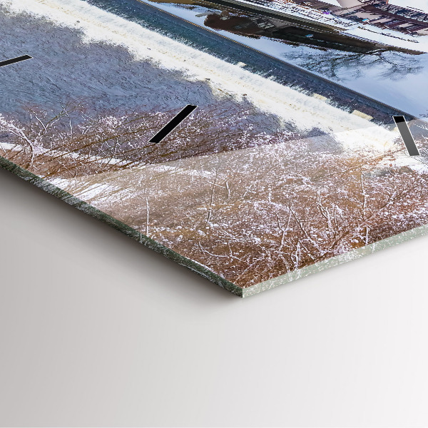 Szögletes fali üvegóra Panoráma a városra télen