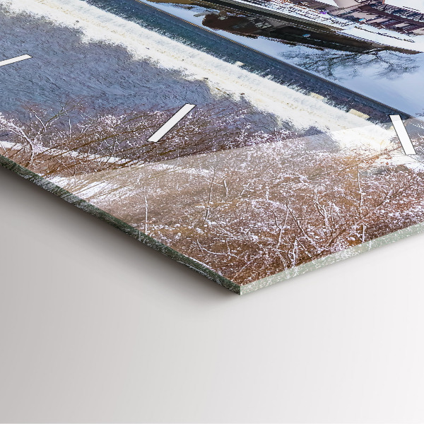 Szögletes fali üvegóra Panoráma a városra télen