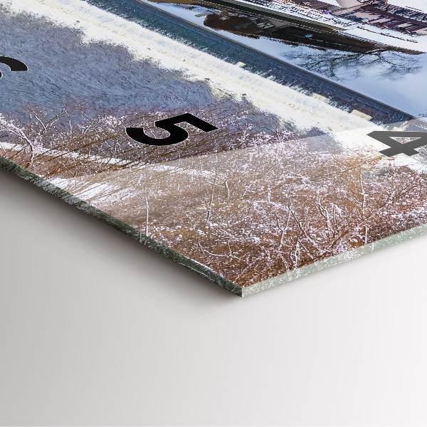 Szögletes fali üvegóra Panoráma a városra télen