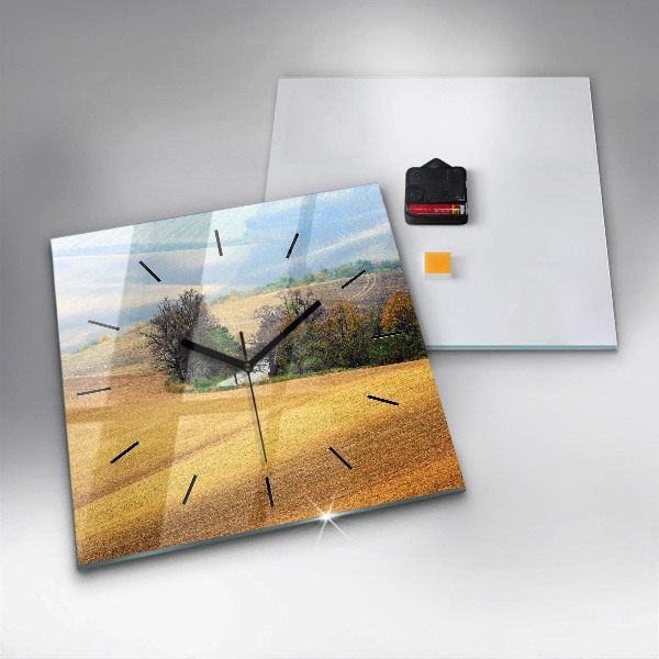 Szögletes fali üvegóra Morvaország vidéki táj