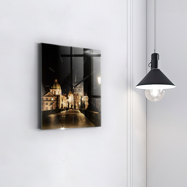 Szögletes fali üvegóra Károly híd Prágában