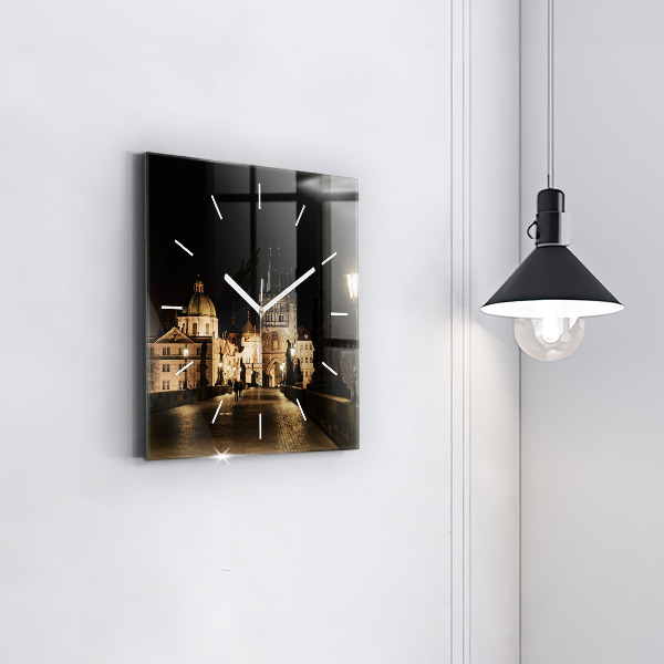 Szögletes fali üvegóra Károly híd Prágában