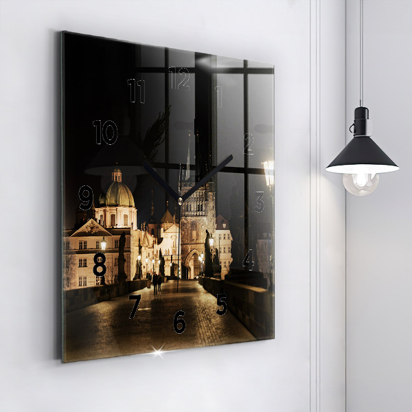 Szögletes fali üvegóra Károly híd Prágában
